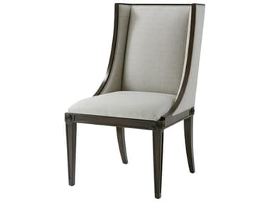 Theodore Alexander Vanucci Eclectics Mahogany Wood Beige Fabric Upholstered Side Dining Chair TAL40008221BFD