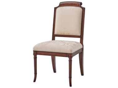 Theodore Alexander English Cabinet Maker Mahogany Wood Brown Fabric Upholstered Side Dining Chair TAL40008661AVJ