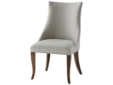 Theodore Alexander Vanucci Eclectics Mahogany Wood Gray Fabric Upholstered Side Dining Chair TAL40009221BFD