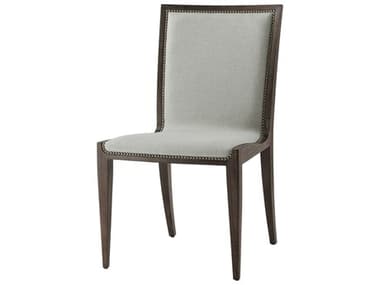 Theodore Alexander Highlands Mahogany Wood Gray Fabric Upholstered Side Dining Chair TAL40009242AVV