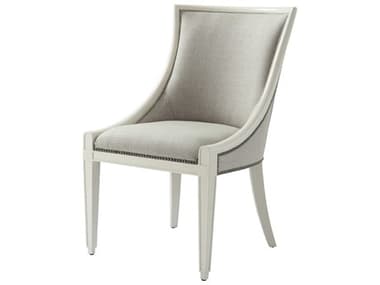 Theodore Alexander Composition Mahogany Wood Beige Fabric Upholstered Side Dining Chair TAL40021631BFI