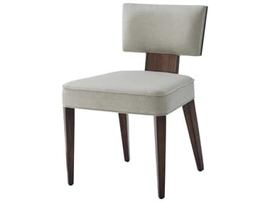 Theodore Alexander Vanucci Eclectics Mahogany Wood Brown Fabric Upholstered Side Dining Chair TAL40050531BFD
