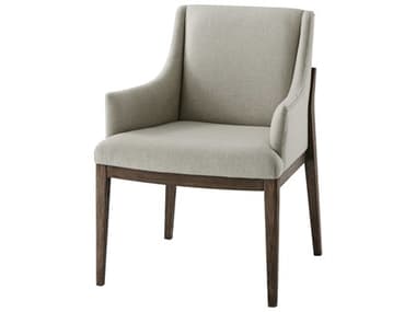 Theodore Alexander Isola Beech Wood Brown Fabric Upholstered Arm Dining Chair TAL41009561BFK