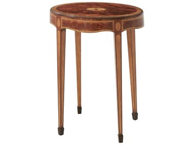 Theodore Alexander English Cabinet Maker 20" Round Wood Clean Light Black Rub End Table TAL5005832