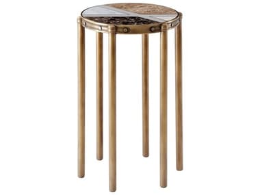 Theodore Alexander Ta Iconic 14" Round Marble Modern Metal End Table TAL5029088
