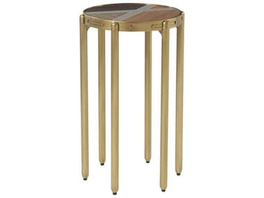 Theodore Alexander Ta Iconic 14" Round Wood Winter Grey Nature Engineered End Table TAL5029089