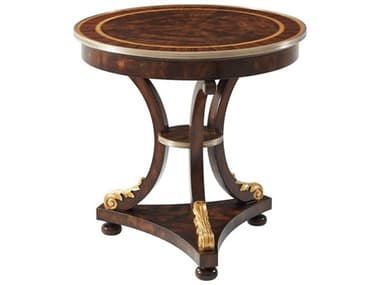 Theodore Alexander Althorp Living History 26" Round Wood Italian Gold Daventry After Dinner End Table TALAL50174