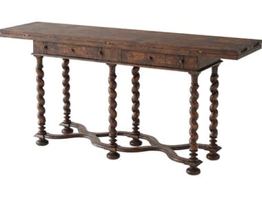 Theodore Alexander Victory Oak 67" Rectangular Wood Mahogany Reclaimed Veneer Dining Table TALAL53052