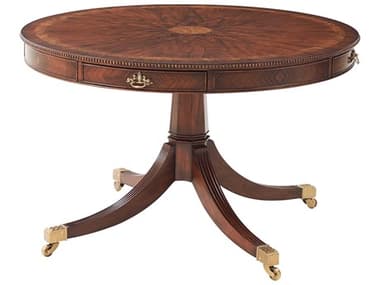 Theodore Alexander Althorp Living History 48" Round Wood Ramsey Mahogany Lavinia's Supper Party Dining Table TALAL54014