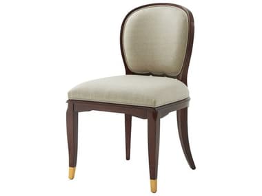 Theodore Alexander Alexa Hampton Mahogany Wood Beige Fabric Upholstered Alberto Side Dining Chair TALAXH400051BSI