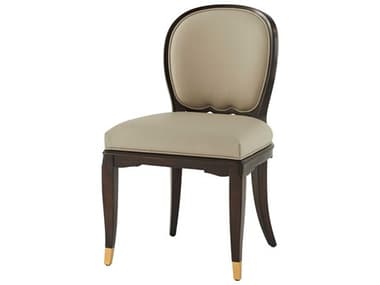 Theodore Alexander Alexa Hampton Mahogany Wood Brown Leather Upholstered Alberto Side Dining Chair TALAXH400052BBE