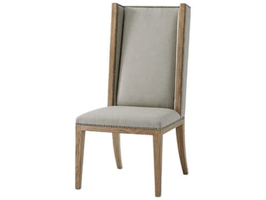 Theodore Alexander The Echoes Oak Wood Brown Fabric Upholstered Aston Side Dining Chair TALCB400161BFM
