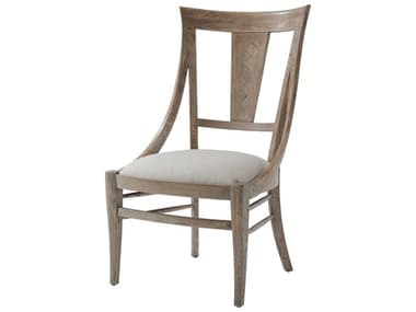 Theodore Alexander The Echoes Oak Wood Gray Fabric Upholstered Solihull Side Dining Chair TALCB400231BYX