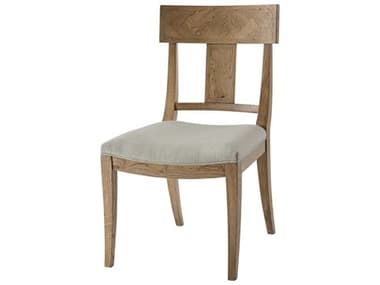 Theodore Alexander The Echoes Oak Wood Brown Fabric Upholstered Jude Klismos Side Dining Chair TALCB400291BFP