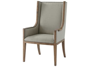 Theodore Alexander The Echoes Oak Wood Brown Fabric Upholstered Aston Arm Dining Chair TALCB410161BFM