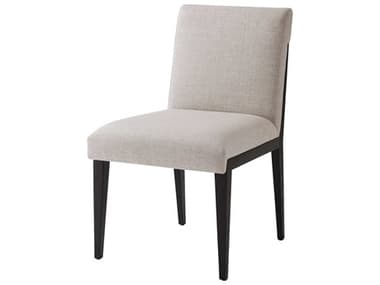 Theodore Alexander Jamie Drake Oak Wood Brown Fabric Upholstered Vree Side Dining Chair TALJD400121BFF