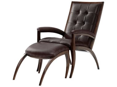 Theodore Alexander Keno Bros. - Hudson 26" Brown Leather Arc Accent Chair & Ottoman TALKENO41082AHP