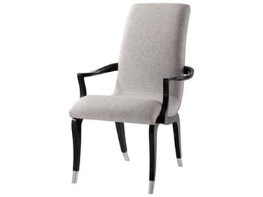 Theodore Alexander Keno Bros. Mahogany Wood Black Upholstered The Osmo Arm Dining Chair TALKENO41460BVV