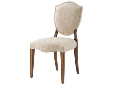 Theodore Alexander Stephen Church Mahogany Wood Brown Fabric Upholstered The Holborn Side Dining Chair TALSC400071ABE