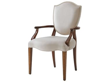 Theodore Alexander Stephen Church Mahogany Wood Brown Fabric Upholstered The Holborn Arm Dining Chair TALSC410071BNT
