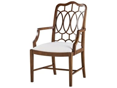 Theodore Alexander Sloane Solid Wood Brown Upholstered Arm Dining Chair TALSC410121DJU