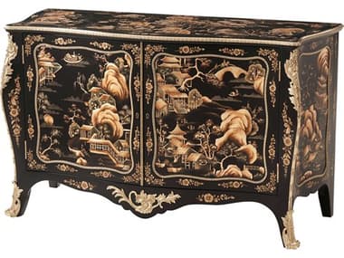 Theodore Alexander The English Cabinet Maker 54" Wide Chinoiserie Grey Echo Oak Black Beech Wood The Claydon Accent Chest TALSC61027