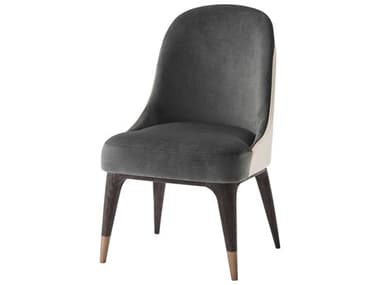 Theodore Alexander Steve Leung Beech Wood Gray Leather Upholstered Covet Side Dining Chair TALSLD400070BOW