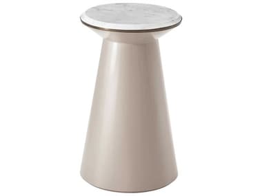 Theodore Alexander Steve Leung 13" Round Marble Vintage Taupe Contour End Table TALSLD50001
