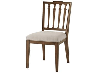 Theodore Alexander Tavel Beech Wood Brown Fabric Upholstered The Tristan Side Dining Chair TALTA400031BNR