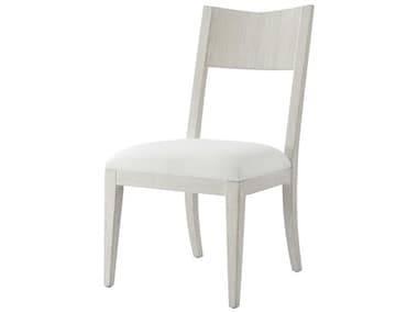 Theodore Alexander Breeze Pine Wood White Fabric Upholstered Side Dining Chair TALTA400151CFZ