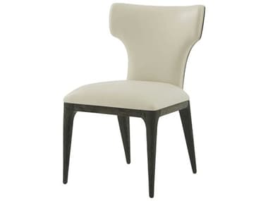 Theodore Alexander Repose Solid Wood Black Leather Upholstered Side Dining Chair TALTA400712BHF