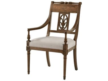 Theodore Alexander Tavel Beech Wood Brown Fabric Upholstered The Iven Arm Dining Chair TALTA410011BNR