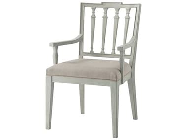 Theodore Alexander Tavel Beech Wood Gray Fabric Upholstered The Tristan Arm Dining Chair TALTA410031BNP