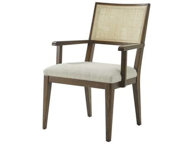 Theodore Alexander Catalina Solid Wood Brown Fabric Upholstered Arm Dining Chair TALTA410161CIR