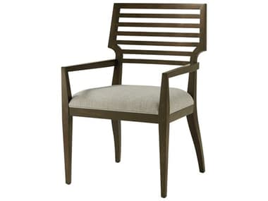 Theodore Alexander Lido Beech Wood Brown Fabric Upholstered Arm Dining Chair TALTA410191CIH