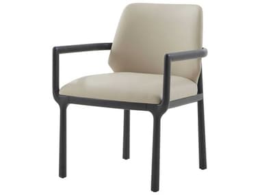 Theodore Alexander Kesden Black Leather Upholstered Arm Dining Chair TALTA410382BIG
