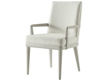Theodore Alexander Essence Solid Wood White Fabric Upholstered Arm Dining Chair TALTA410391CNC