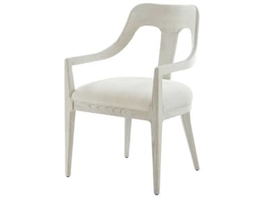 Theodore Alexander Essence Solid Wood White Fabric Upholstered Arm Dining Chair TALTA410411CNC