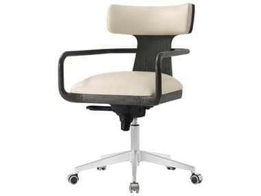 Theodore Alexander Repose Black Leather Adjustable Task Office Chair TALTA420302BHF