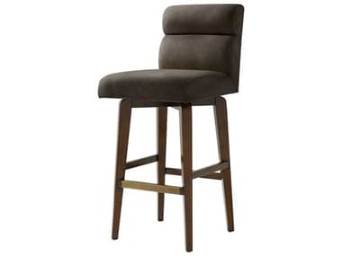 Theodore Alexander High Fashion Brooksby Leather Upholstered Ferra Swivel Bar Stool TALTA43035QSL