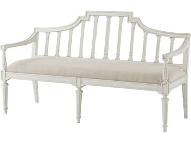 Theodore Alexander Tavel 62" Nora White Fabric Upholstered The Esmee Settee Accent Bench TALTA450011BHE
