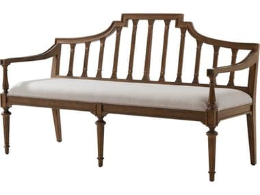 Theodore Alexander Tavel 62" Avesta Brown Fabric Upholstered The Esmee Settee Accent Bench TALTA450011BNR