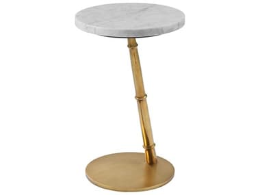 Theodore Alexander Kesden 14" Round Marble Lbb Brass End Table TALTA50169C341