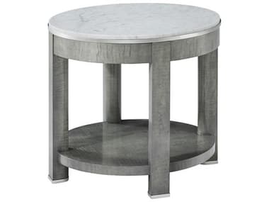 Theodore Alexander Hudson 22" Round Marble Pebble Grey End Table TALTA50235C363