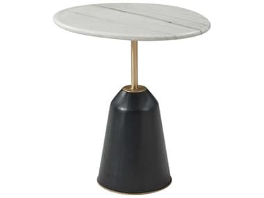 Theodore Alexander Ta Originals 23" Round Marble Black Lacquer End Table TALTA50295