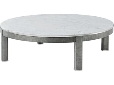Theodore Alexander Hudson 54" Round Marble Pebble Grey Coffee Table TALTA51157C363