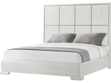 Theodore Alexander Essence Opal White Solid Wood King Platform Bed TALTA83055C336