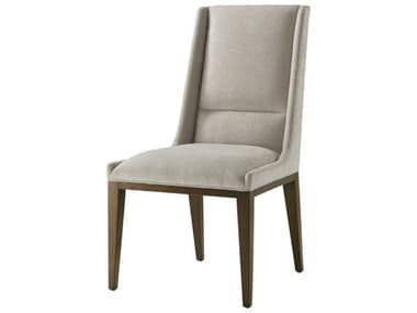 Theodore Alexander Lido Beech Wood Brown Fabric Upholstered Side Dining Chair TALTAS400061CIF