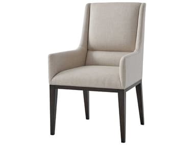 Theodore Alexander Ta Studio Beech Wood Black Fabric Upholstered Dorian Arm Dining Chair TALTAS410061BFX