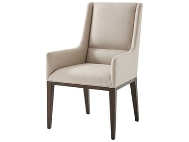 Theodore Alexander Ta Studio Beech Wood Brown Fabric Upholstered Dorian Arm Dining Chair TALTAS410061BFY